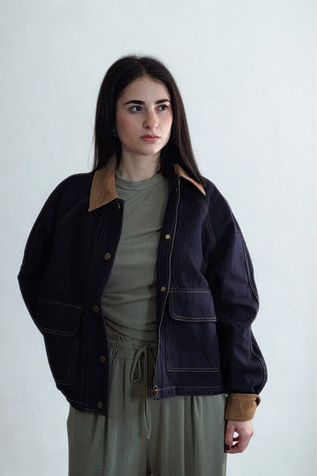 Giubbotto denim combinato
