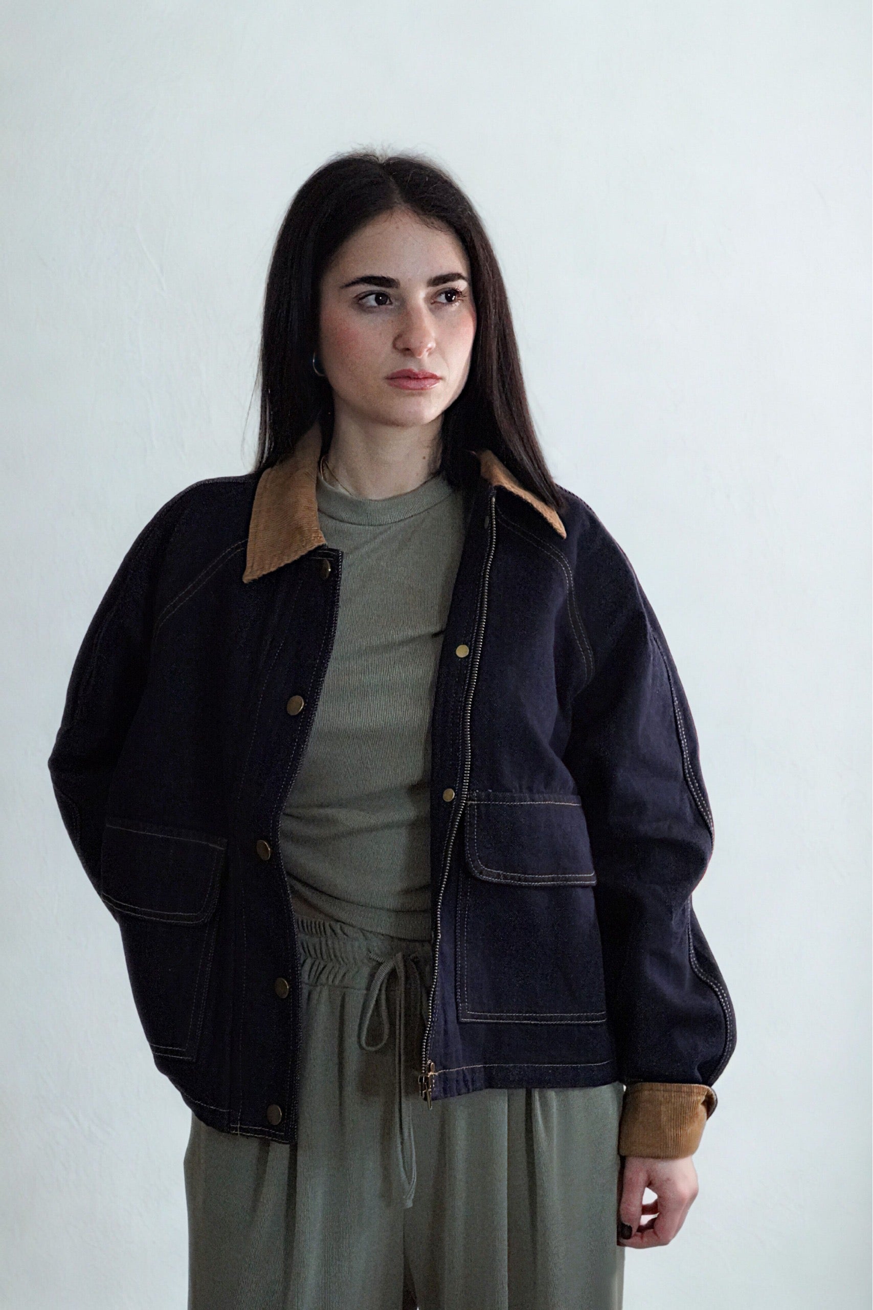 Giubbotto denim combinato