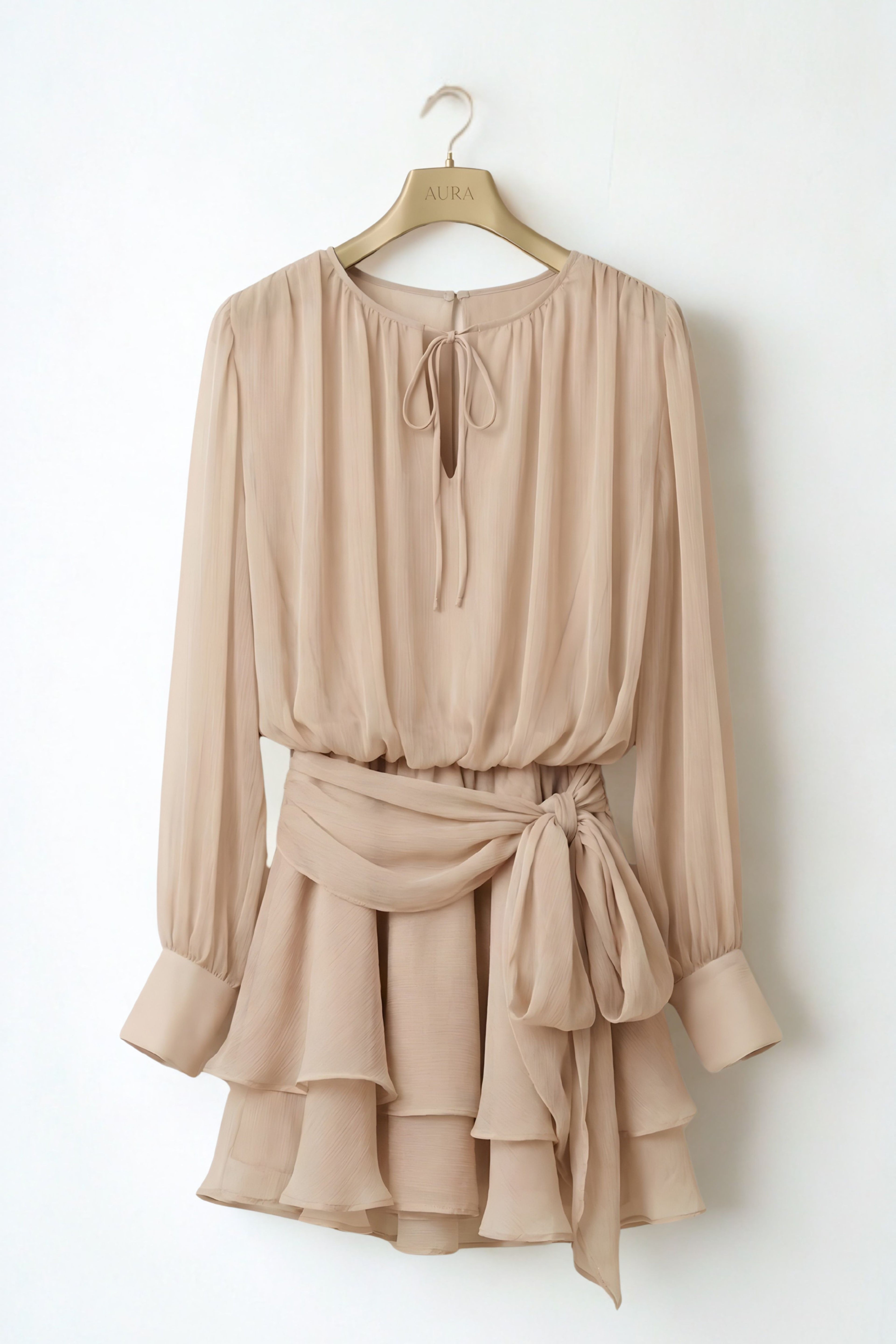Mini Dress in Chiffon "Nude Dream”