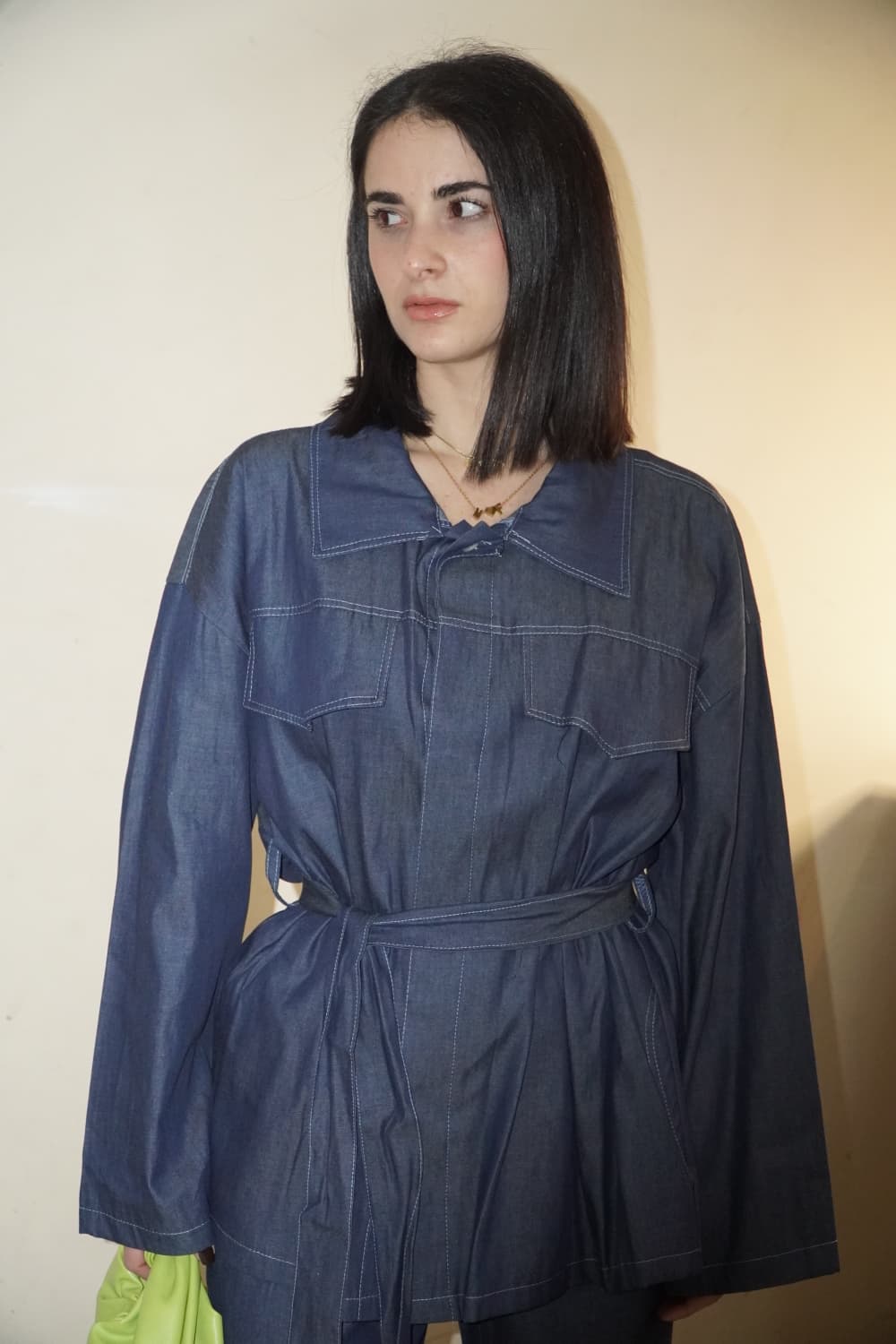 Coordinato Kimono in Denim con Cintura Giacca